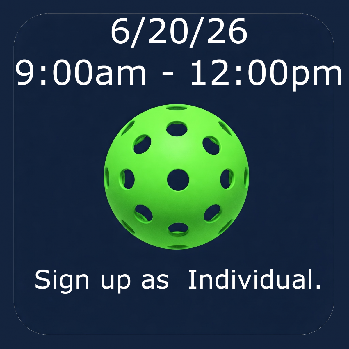 Men's Blind Draw 9:00 am - 12pm Pickleball Tournament