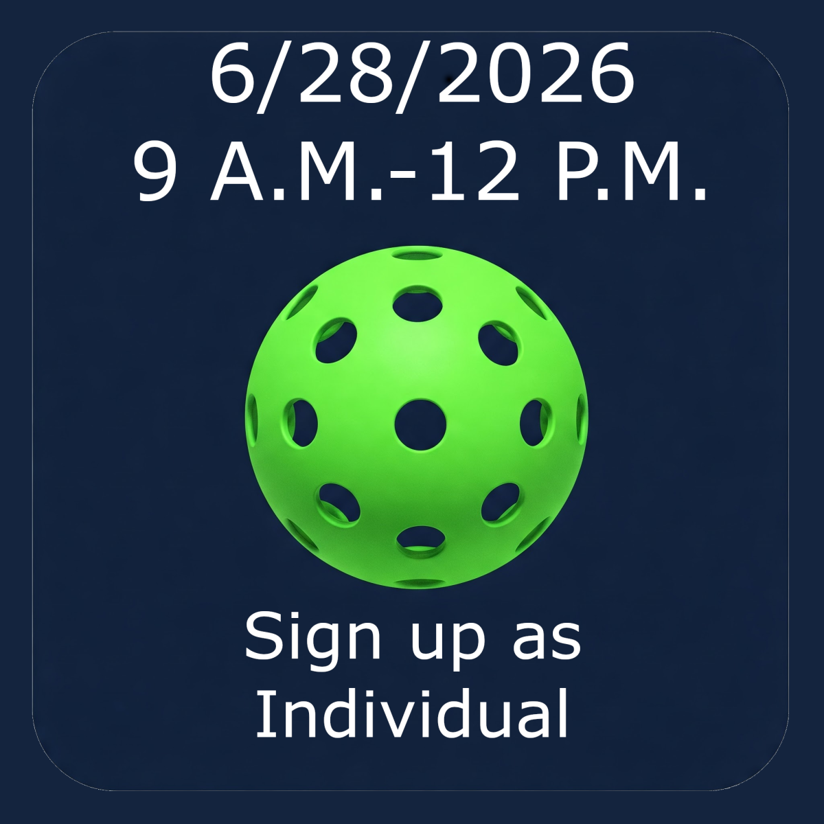 Women's Blind Draw 9:00 am - 12pm Pickleball Tournament